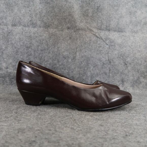Hush Puppies Shoes Womens 8 Pumps Soft Style Low Heel Classis Career Retro Brown - Picture 1 of 14